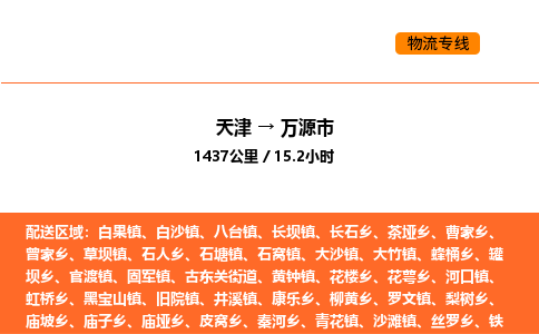 天津到万源市物流专线|天津到万源市货运公司安全，快捷，准时