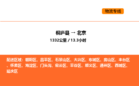 桐庐到北京物流专线-桐庐到北京货运公司-货运专线