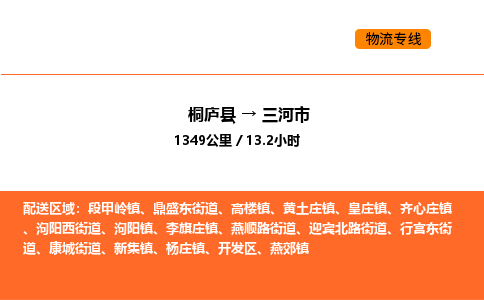 桐庐到三河市物流专线-桐庐到三河市货运公司-货运专线