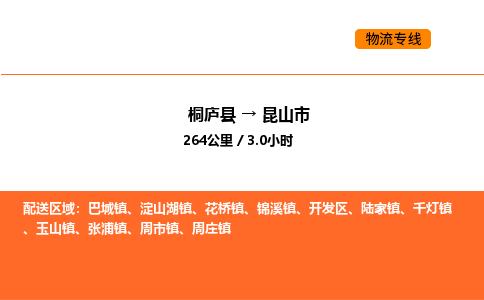 桐庐到昆山市物流专线-桐庐到昆山市货运公司-货运专线