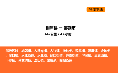 桐庐到邵武市物流专线-桐庐到邵武市货运公司-货运专线