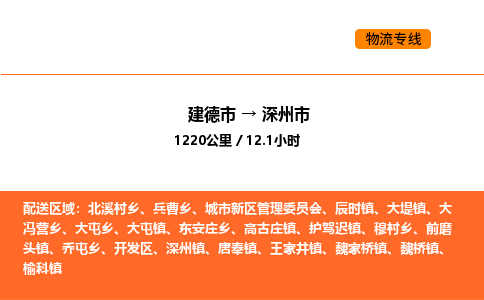 建德到深州市物流公司