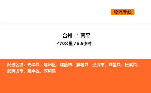 台州到南平货运公司-台州到南平整车零担物流专线