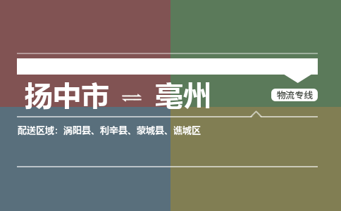扬中市到亳州物流专线-扬中市至亳州整车零担运输公司