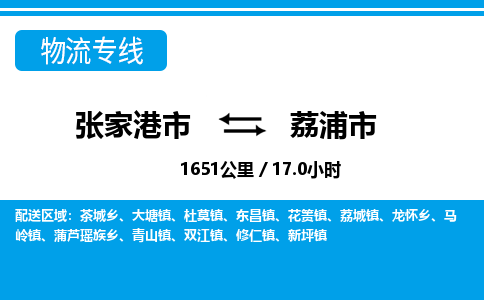 专线直达-​张家港市到荔浦市物流公司