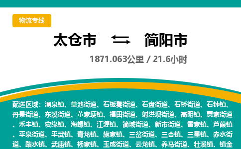 ​太仓市到简阳市专线运输-​太仓市到简阳市物流公司-​太仓市到简阳市货运专线